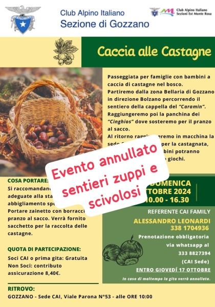 Caccia Castagne Evento annullato